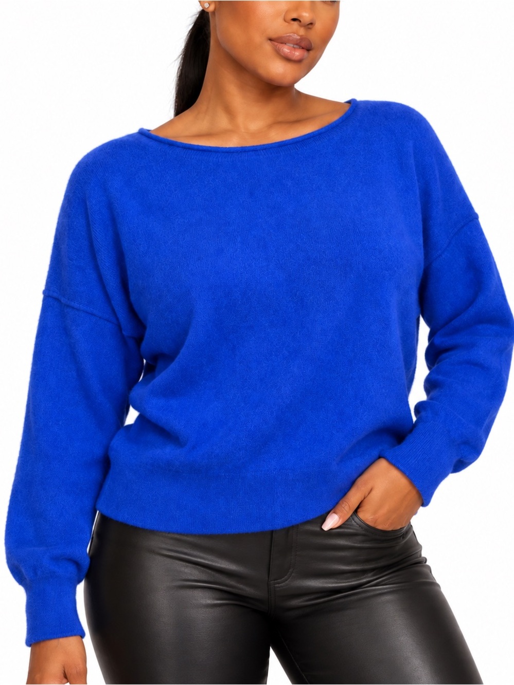Tahari 100% 2-Ply Cashmere Sweater XL Royal Blue Cobalt Blue Boatneck